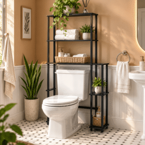 Home black toilet space saver with 5 shelves 4483056