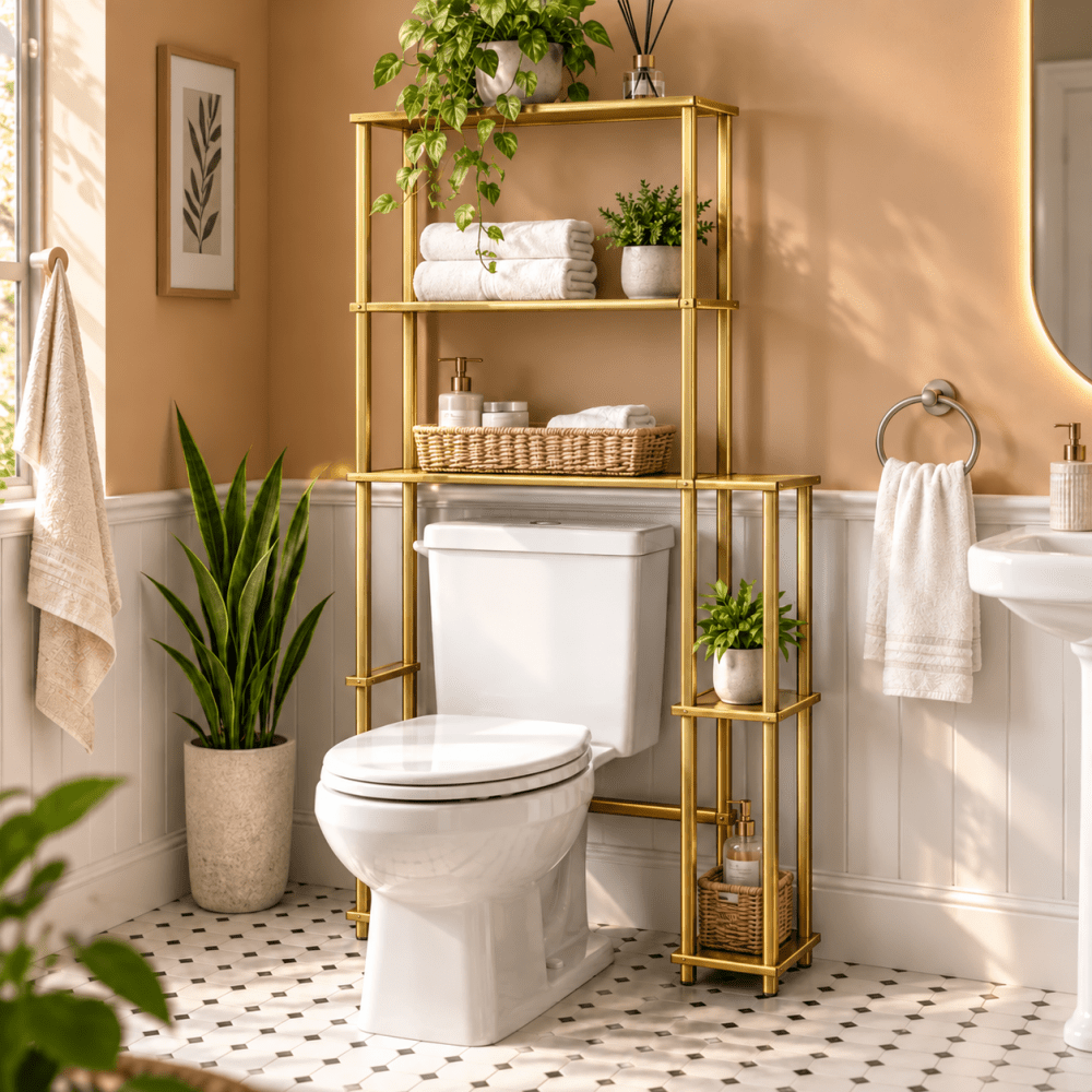 black toilet space saver with 5 shelves 5669426 (1)